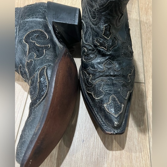 Corral Women’s Black Western Leather Boots with Sequin Inlay size 7 - Picture 5 of 11
